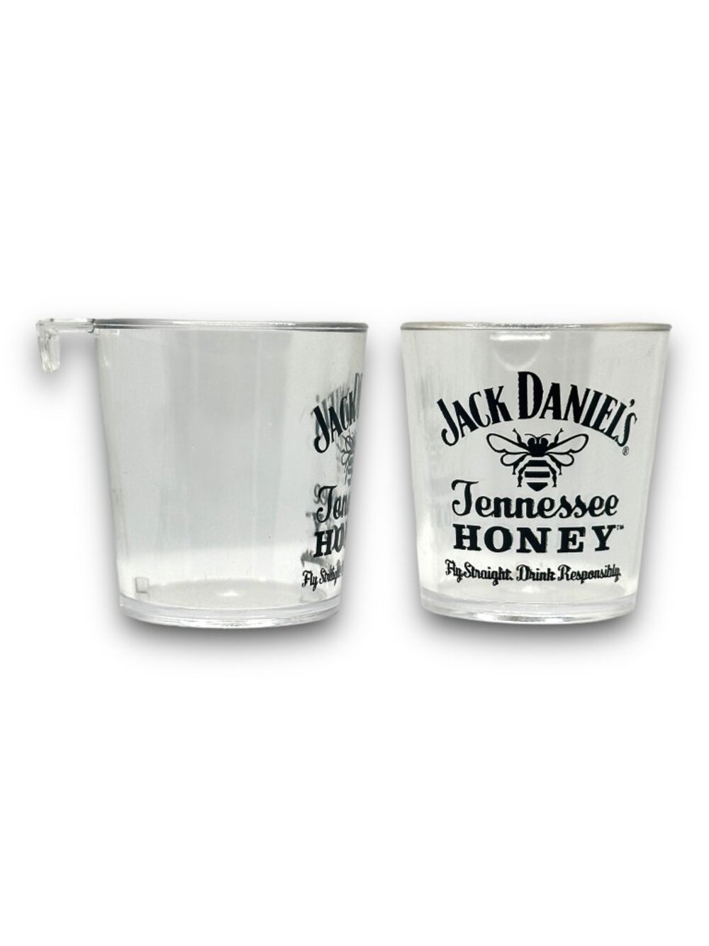 Rare Jack Danel's Tennessee Honey SideCar Shot Glasses (2) EUC Plastic Man Cave